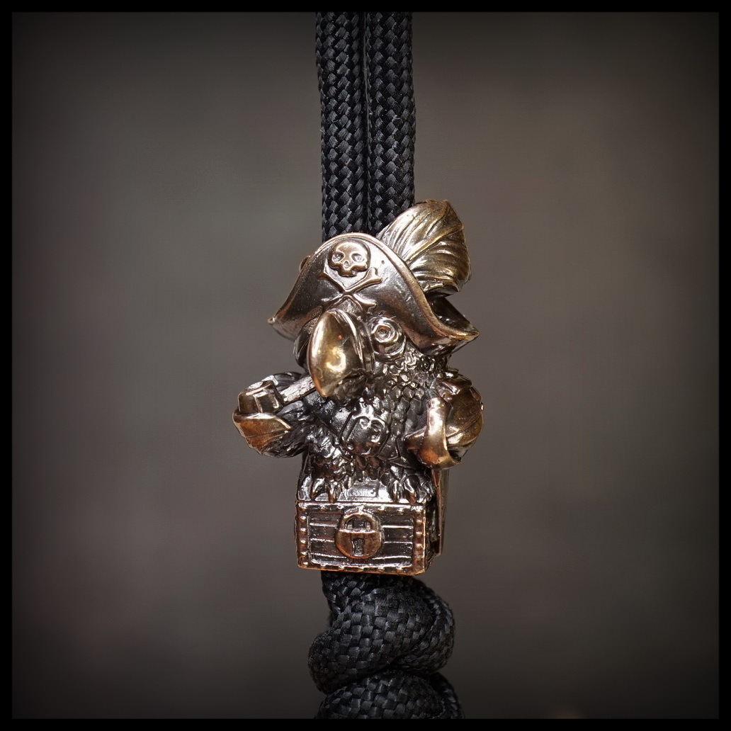 фото Бусина для темляка попугай, бронза крымская бронза