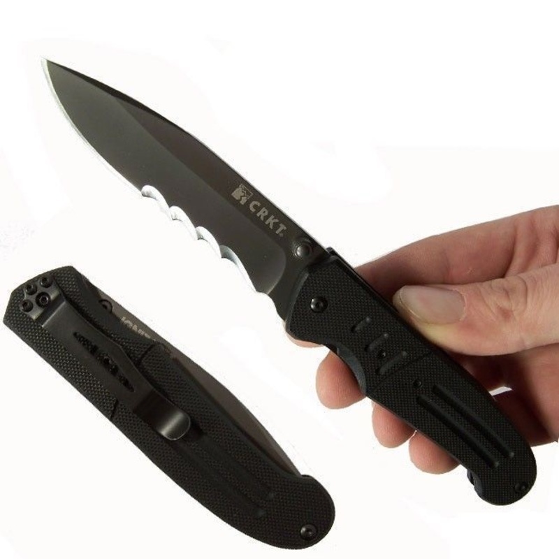 Полуавтоматический складной нож Ignitor T Veff Serrations™, CRKT 6865, сталь 8Cr14MoV Titanium Nitride, рукоять стеклотекстолит G10 - фото 2
