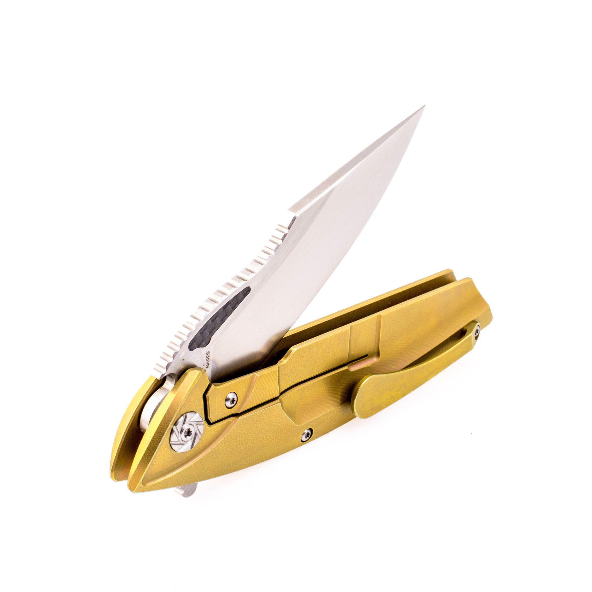 Складной нож Kubey KU204A, сталь S35VN,золотой - фото 7
