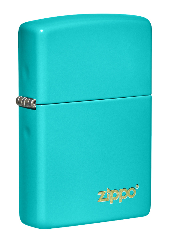 Зажигалка Classic Flat Turquoise ZIPPO Logo, Зажигалки ZIPPO, Серебряные зажигалки