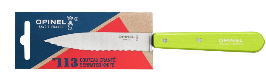 Нож столовый Opinel №113, деревянная рукоять, блистер, нержавеющая сталь, зеленый от Ножиков