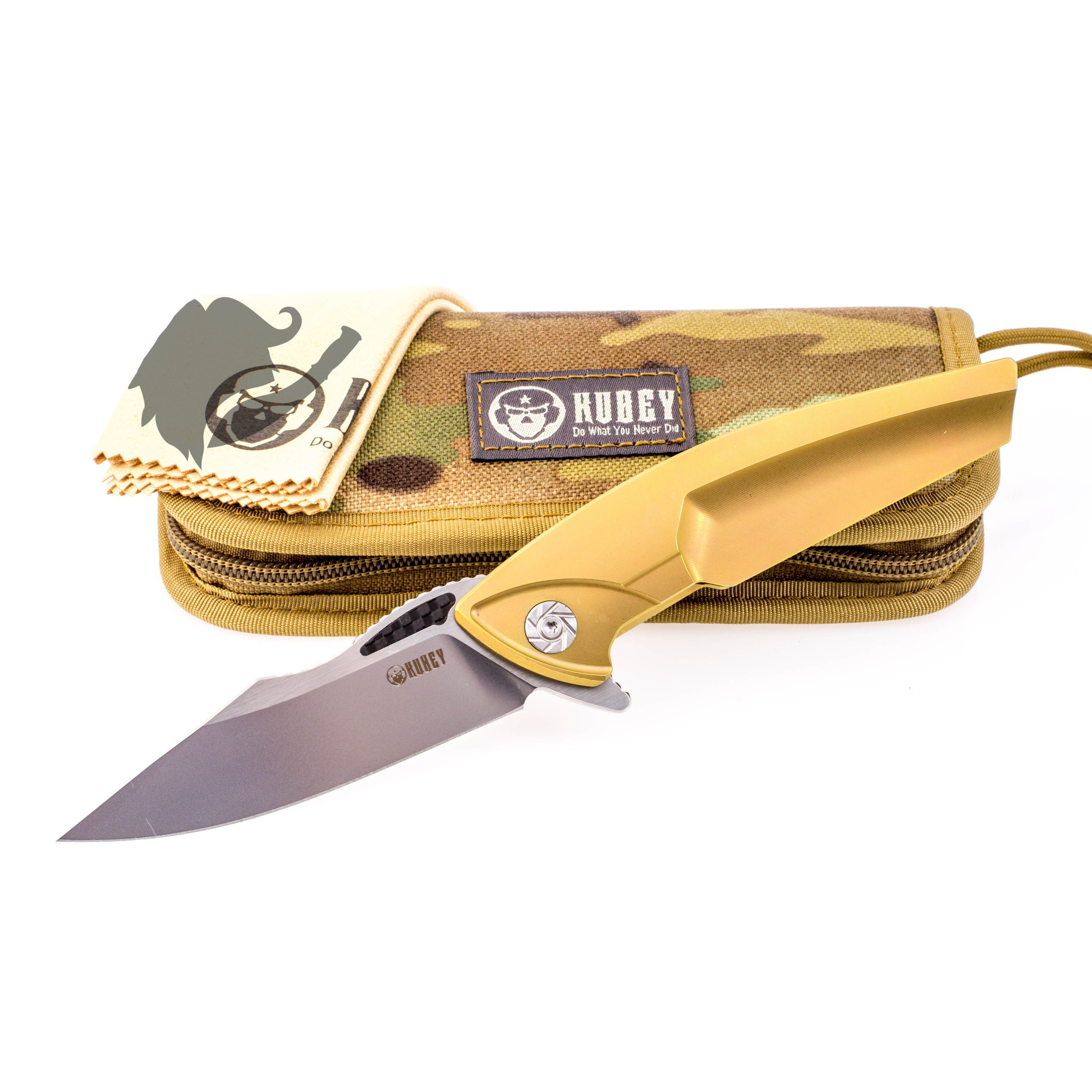 Складной нож Kubey KU204A, сталь S35VN,золотой - фото 8