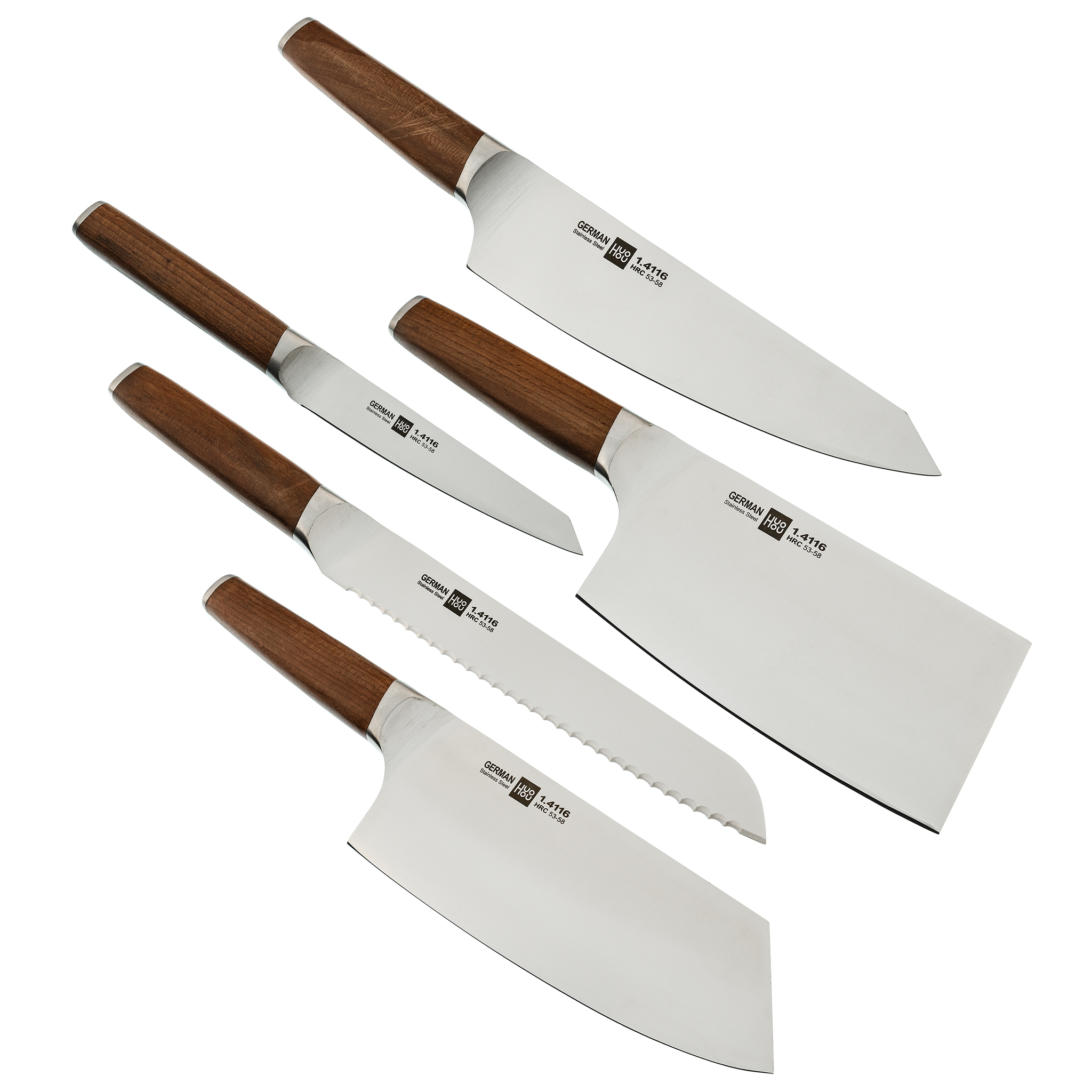 Набор кухонных ножей на подставке Xiaomi HuoHou Molybdenum Vanadium Steel Kitchen Knife Set