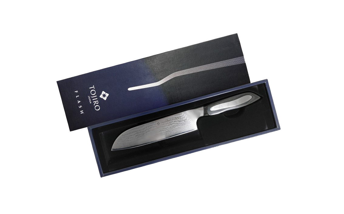 Нож Сантоку Tojiro Flash, FF-SA180, сталь VG-10, чёрный, в картонной коробке - фото 3