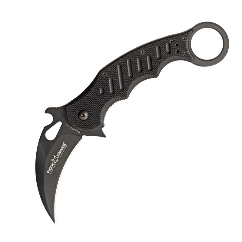 Складной нож Fox Karambit, сталь N690, рукоять стеклотекстолит G-10, чёрный нож складной hogue ex 04 upswept сталь 154cm рукоять стеклотекстолит g mascus® чёрный