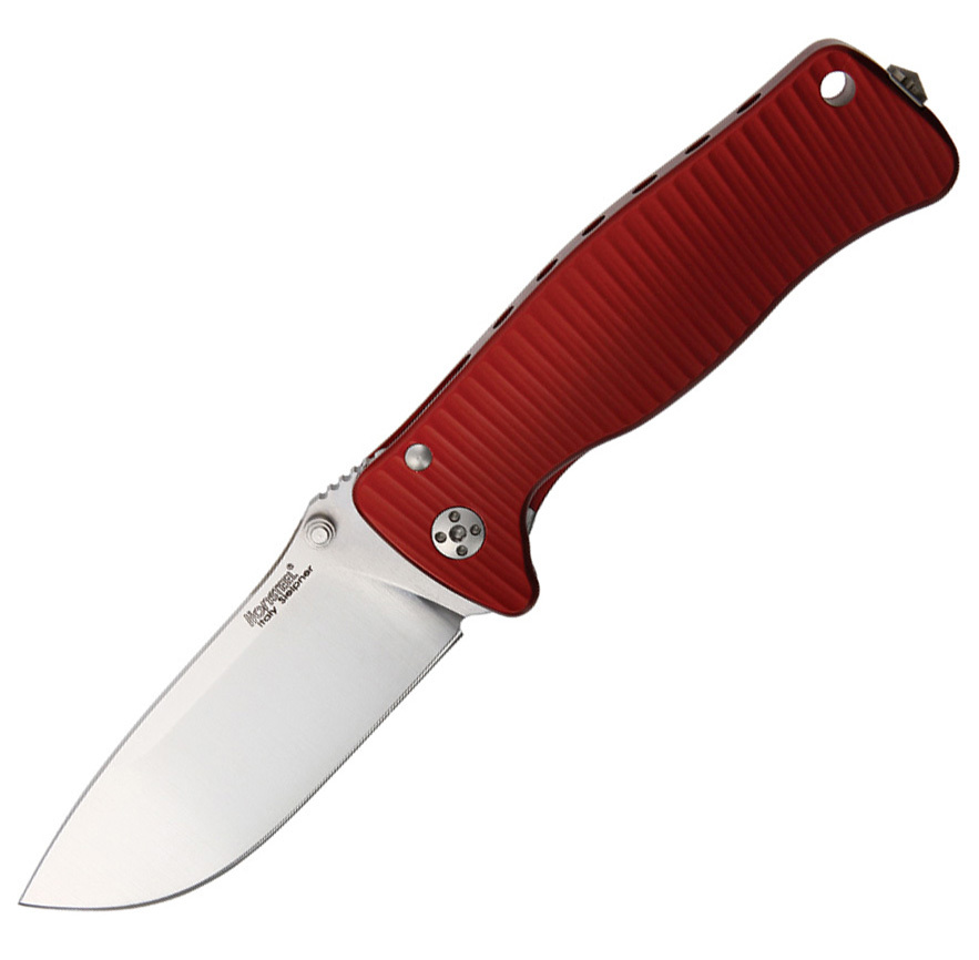 Нож складной LionSteel SR2A RS Mini, сталь Uddeholm Sleipner® Satin Finish, рукоять алюминий (Solid®), красный
