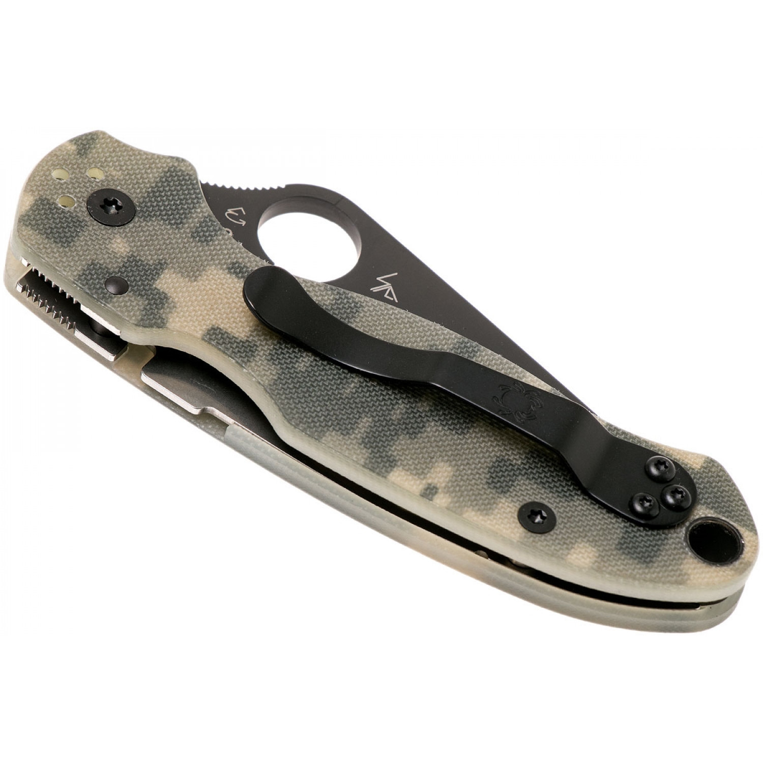 Нож складной Para 3 - Spyderco 223GPCMOBK, сталь Crucible CPM® S30V™ Black DLC Coated Plain, рукоять стеклотекстолит G10, цифровой камуфляж (Digi Camo) - фото 4