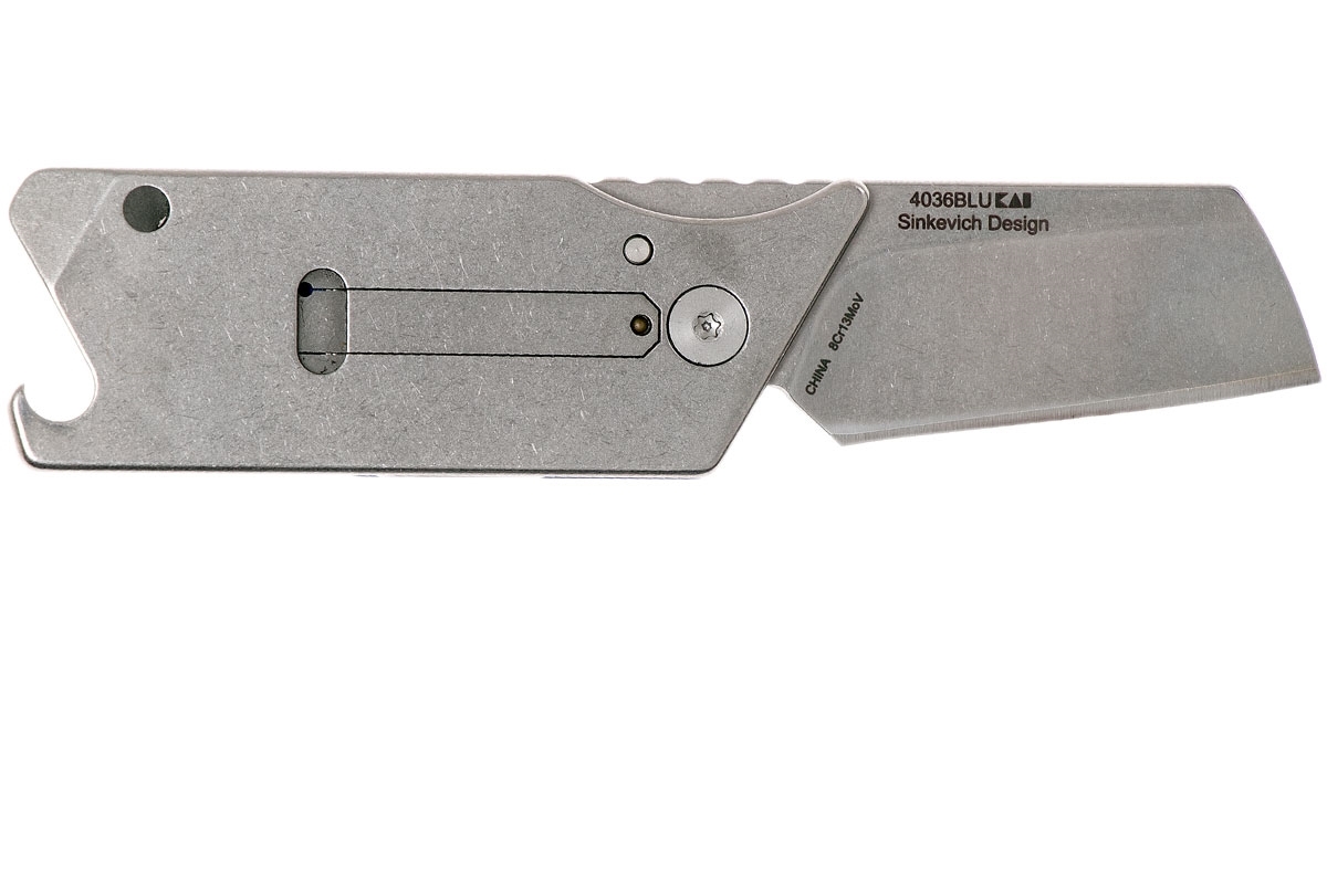 Складной нож Sinkevich Design Pub - KERSHAW 4036BLU, сталь клинка 8Cr13MoV (Stonewashed), рукоять алюминий/сталь, синий - фото 4