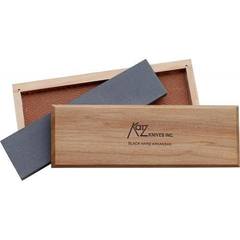 Фото Натуральный точильный камень для ножей Katz Hard Black Arkansas в кедровой коробке