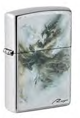 Фото Зажигалка ZIPPO Luis Royo с покрытием Street Chrome, Стихия, латунь/сталь, серебристая