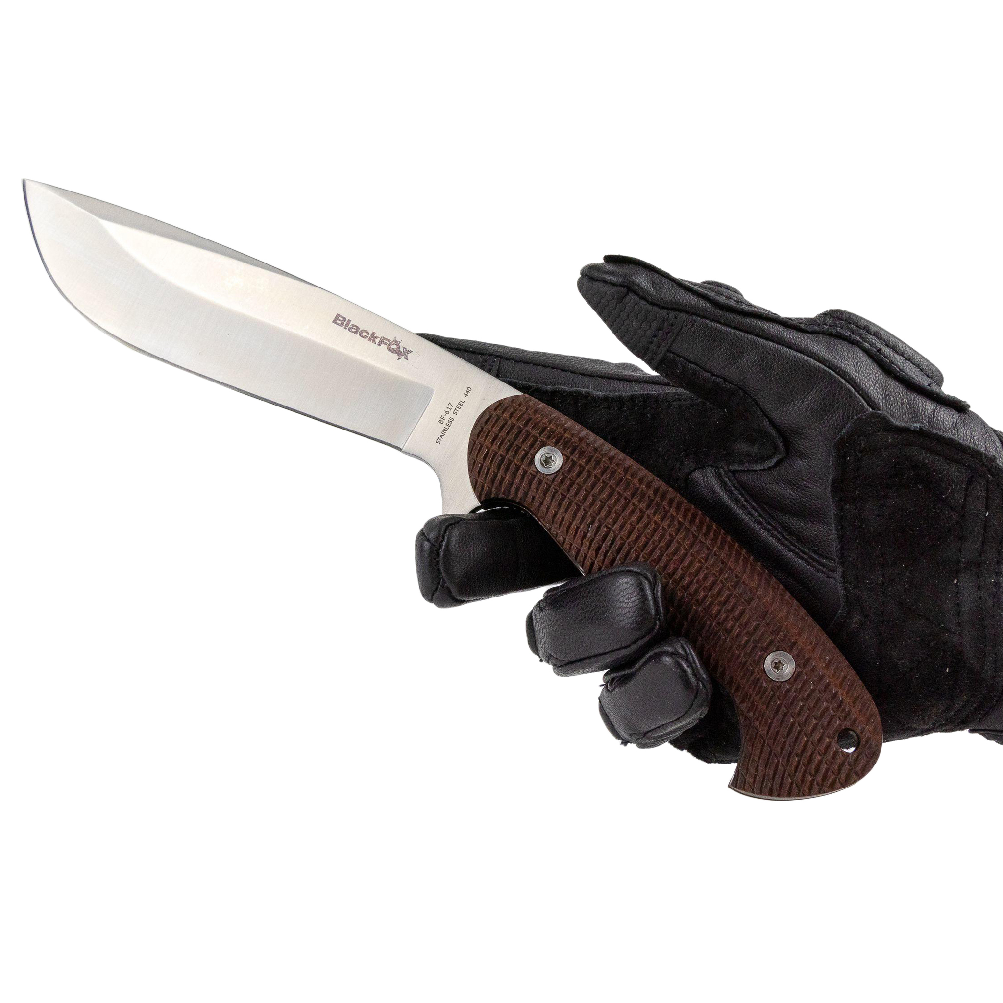 Нож Fox BlackFox Hunting Knife, сталь 440А, рукоять Pakka Wood, коричневый от Ножиков