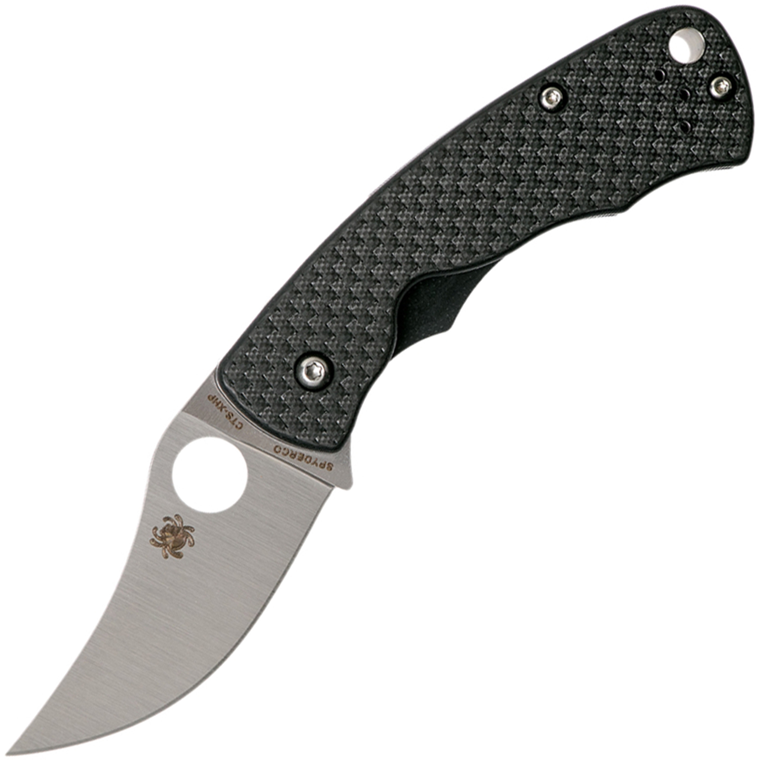 Нож складной REINHOLD RHINO™ Spyderco 210CFP, сталь Carpenter CTS™ - XHP Micro-Melt® Alloy Satin Plain, рукоять карбон/G10, чёрный