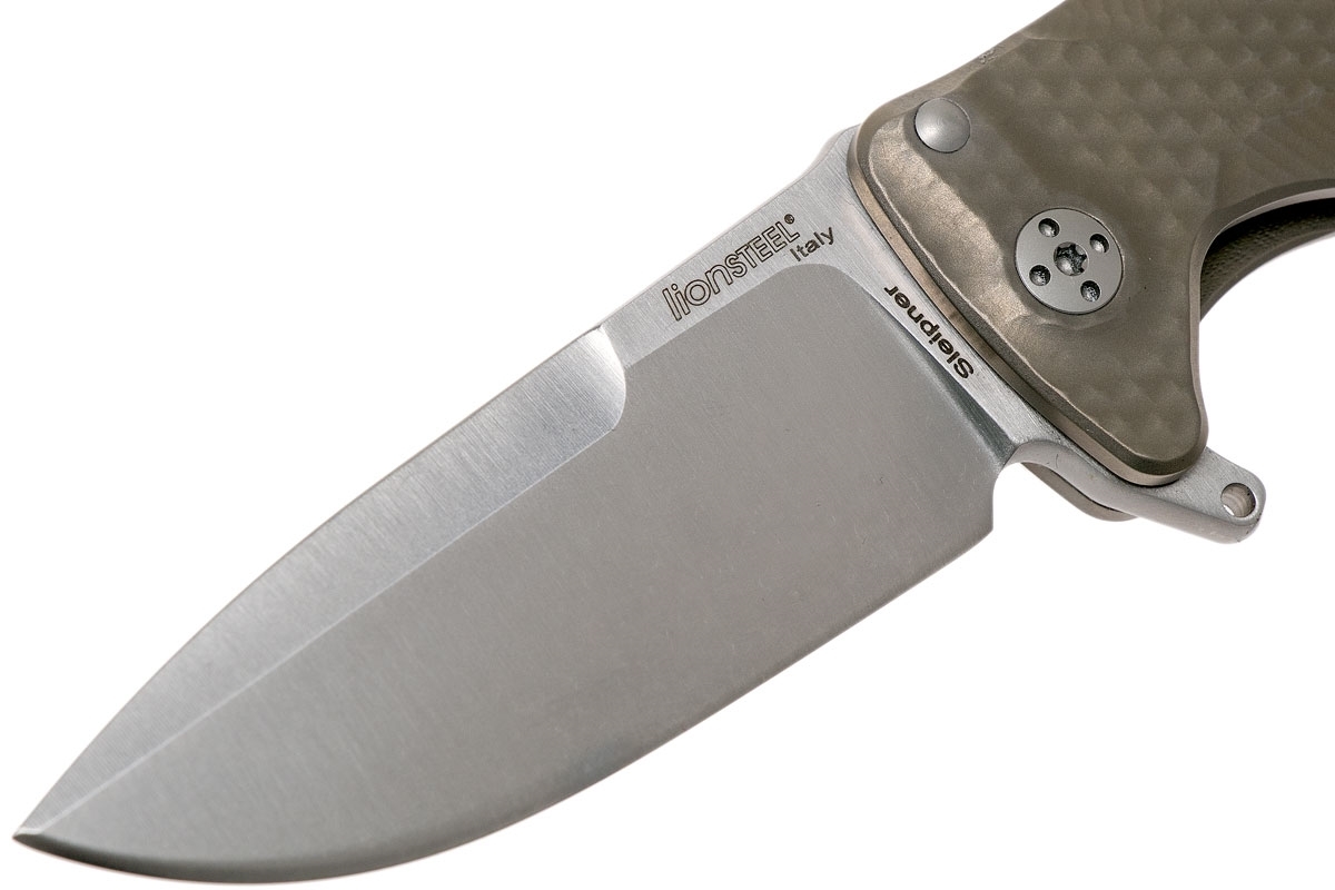 Нож складной LionSteel SR22 B (BRONZE) Mini, сталь Uddeholm Sleipner® Satin, рукоять титан по технологии Solid®, бронзовый - фото 2