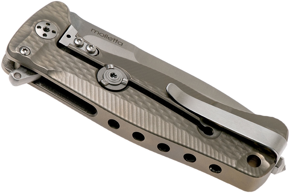 Нож складной LionSteel SR22 B (BRONZE) Mini, сталь Uddeholm Sleipner® Satin, рукоять титан по технологии Solid®, бронзовый - фото 3
