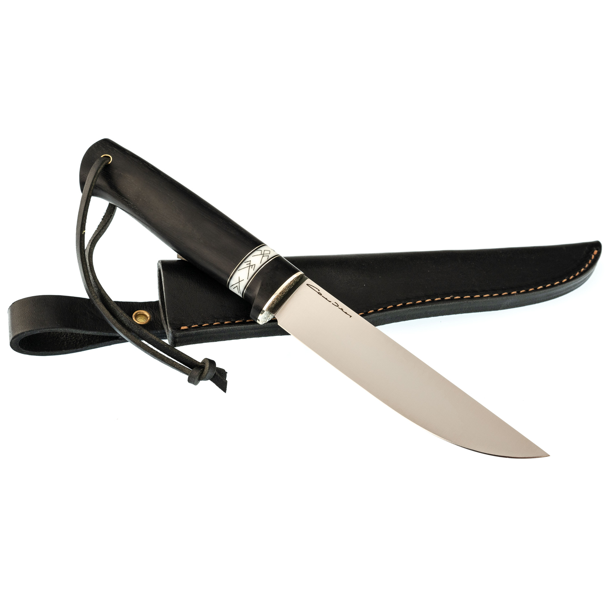 Нож Лиман, сталь М390, карельская береза, рог оленя, скрим-шоу - фото 4