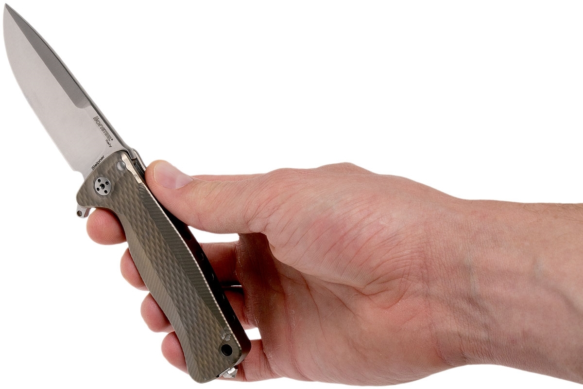 Нож складной LionSteel SR22 B (BRONZE) Mini, сталь Uddeholm Sleipner® Satin, рукоять титан по технологии Solid®, бронзовый - фото 4