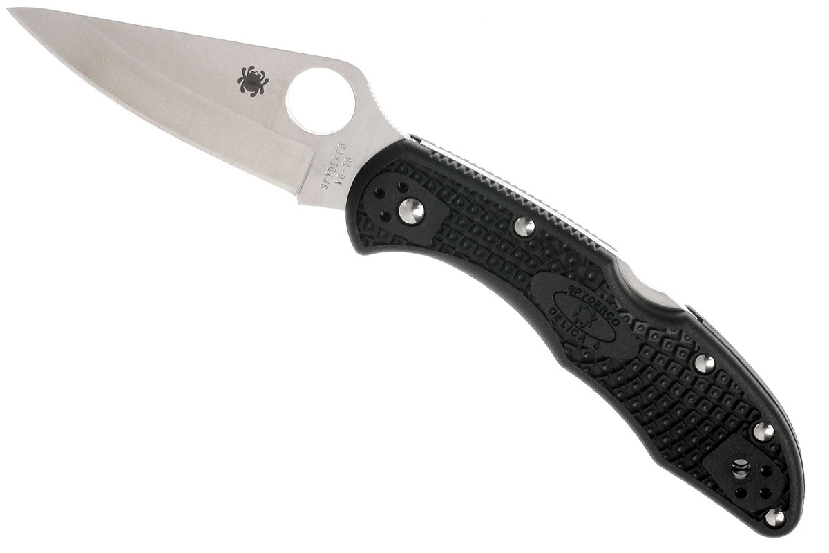 Складной нож Delica 4 - Spyderco C11PBK, сталь VG-10 Satin Plain, рукоять высококачественный термопластик FRN, чёрный - фото 5