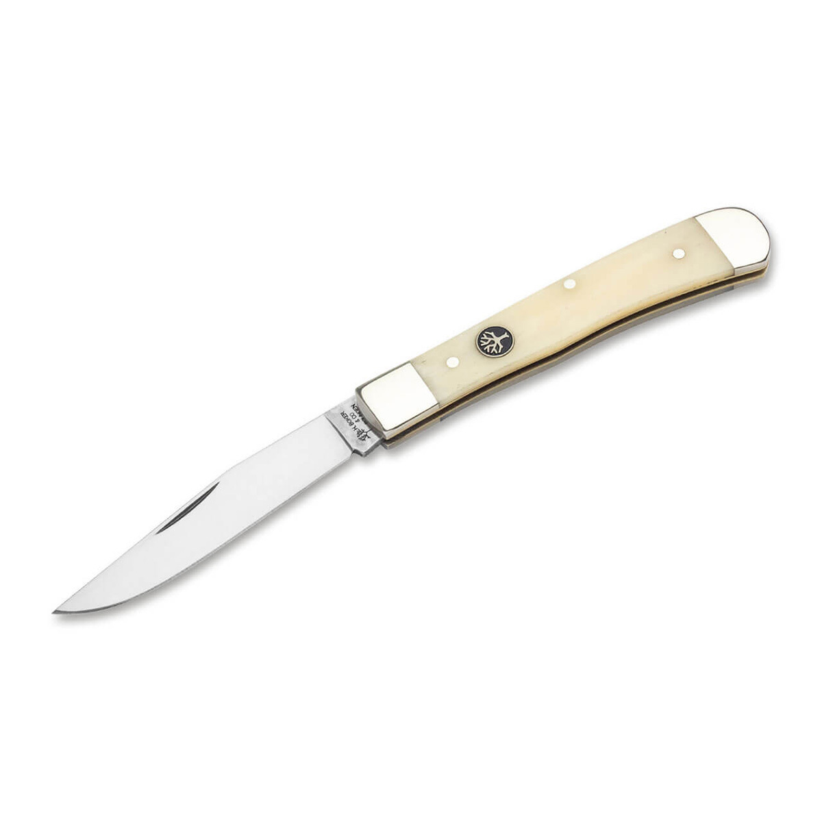 Складной нож Boker Trapper Bone White, сталь С75, рукоять кость/никель