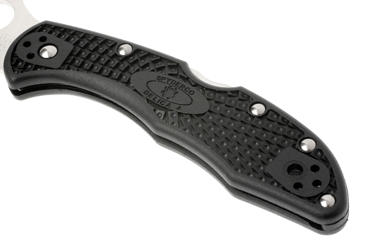 Складной нож Delica 4 - Spyderco C11PBK, сталь VG-10 Satin Plain, рукоять высококачественный термопластик FRN, чёрный - фото 7