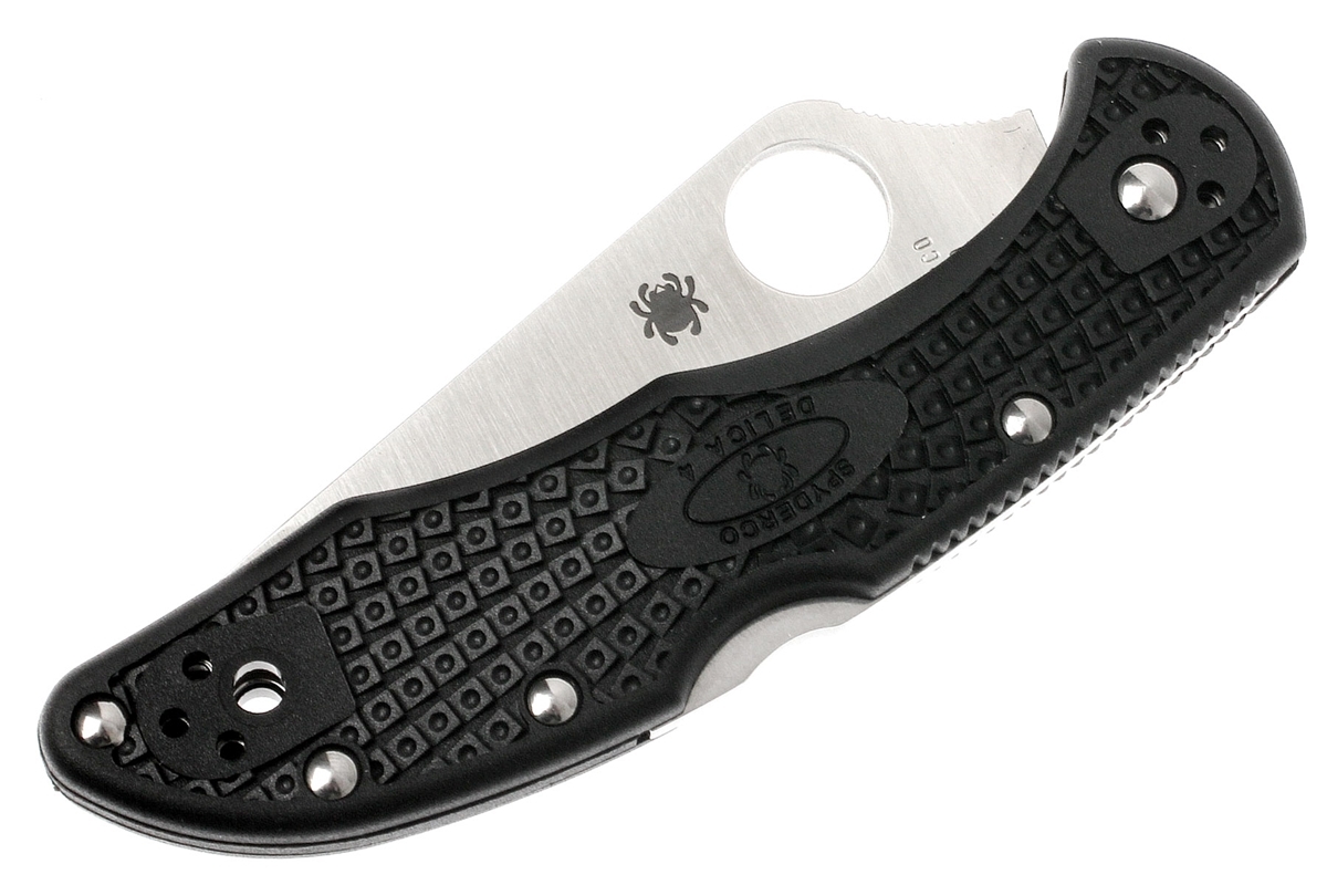 Складной нож Delica 4 - Spyderco C11PBK, сталь VG-10 Satin Plain, рукоять высококачественный термопластик FRN, чёрный - фото 8