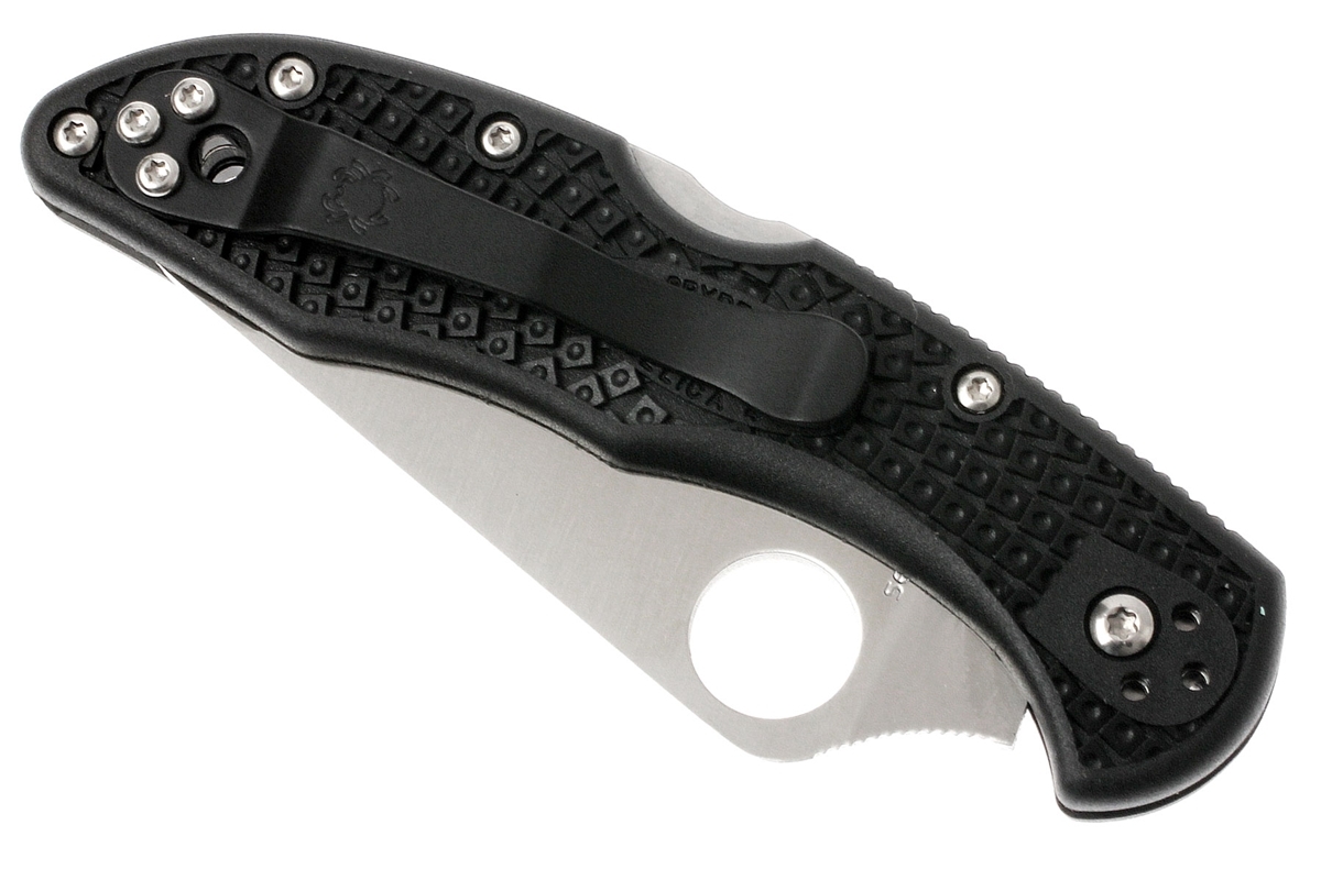 Складной нож Delica 4 - Spyderco C11PBK, сталь VG-10 Satin Plain, рукоять высококачественный термопластик FRN, чёрный - фото 9