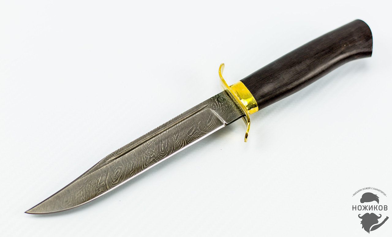 Нож разведчика НР-40, дамасская сталь, рукоять граб, латунь от Ножиков