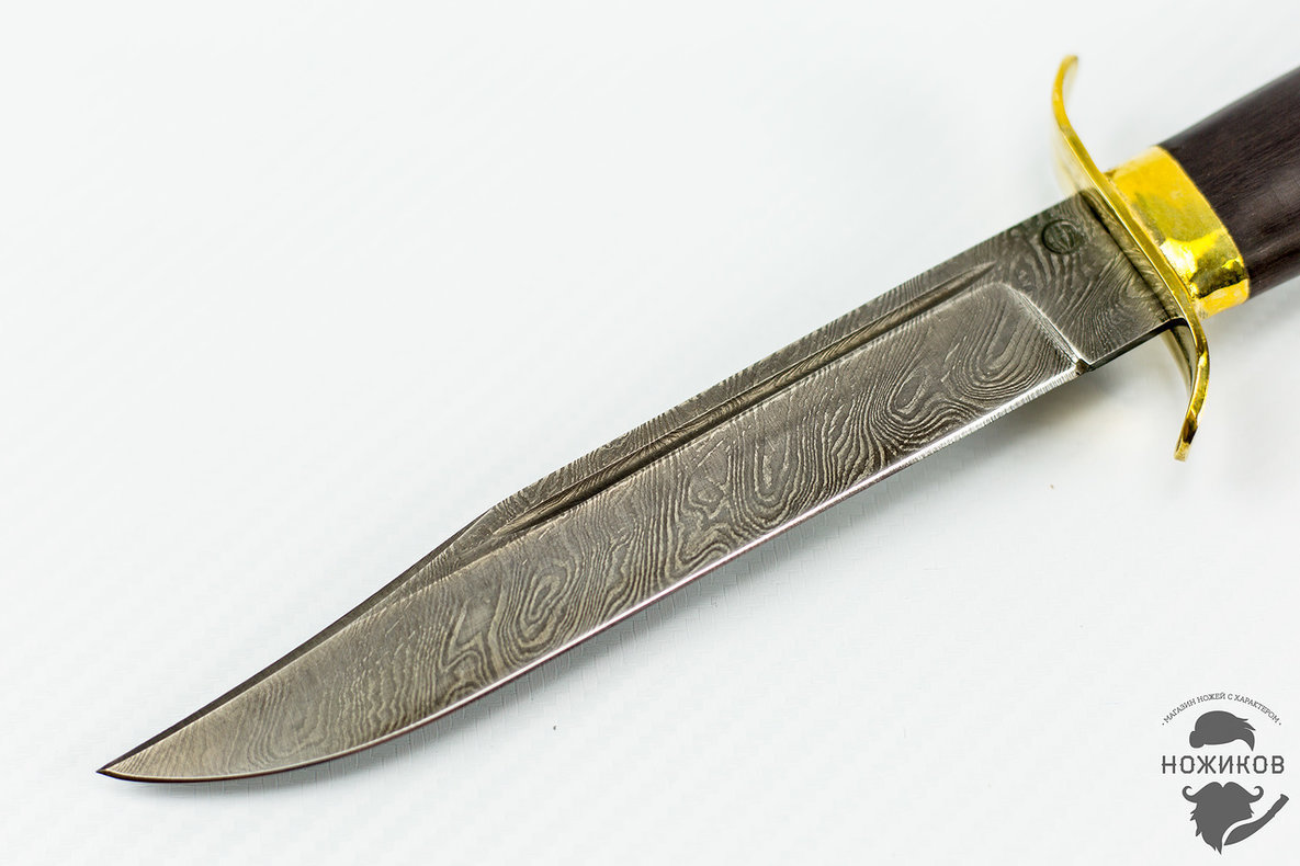 фото Нож разведчика нр-40, дамасская сталь, рукоять граб, латунь атака