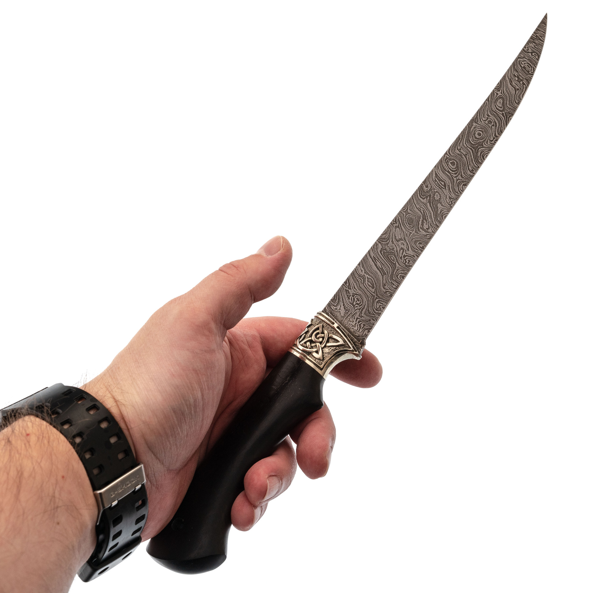 Нож Филейный-1, сталь дамаск, рукоять граб - фото 4