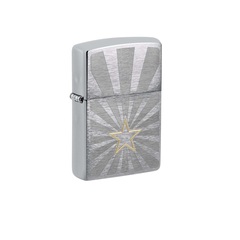 Фото Зажигалка ZIPPO Star Design с покрытием Brushed Chrome, латунь/сталь, серебристая