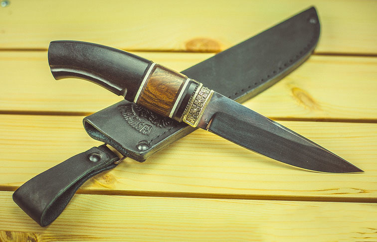 Нож Финский, сталь K340, рукоять граб, вставка из карельской березы - фото 1