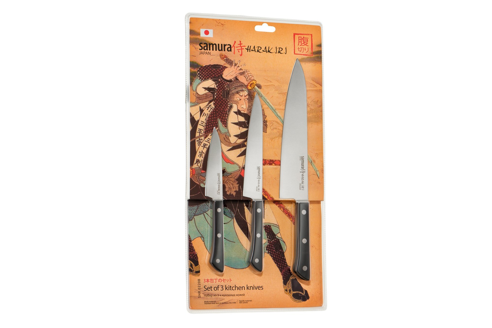 фото Набор ножей 3 в 1 "samura harakiri" 11, 23, 85, корроз.-стойкая сталь, abs пластик