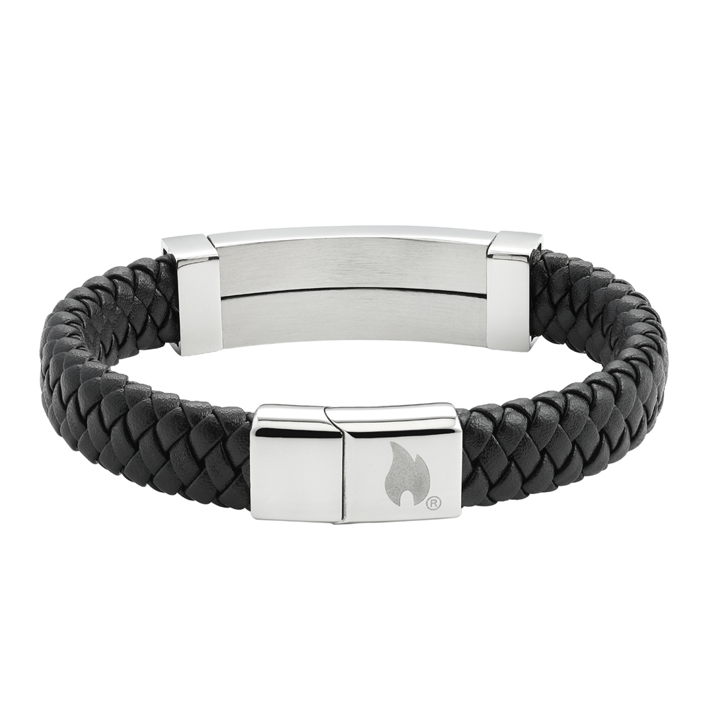 Браслет Zippo Steel Bar Braided Leather Bracelet (22 см)