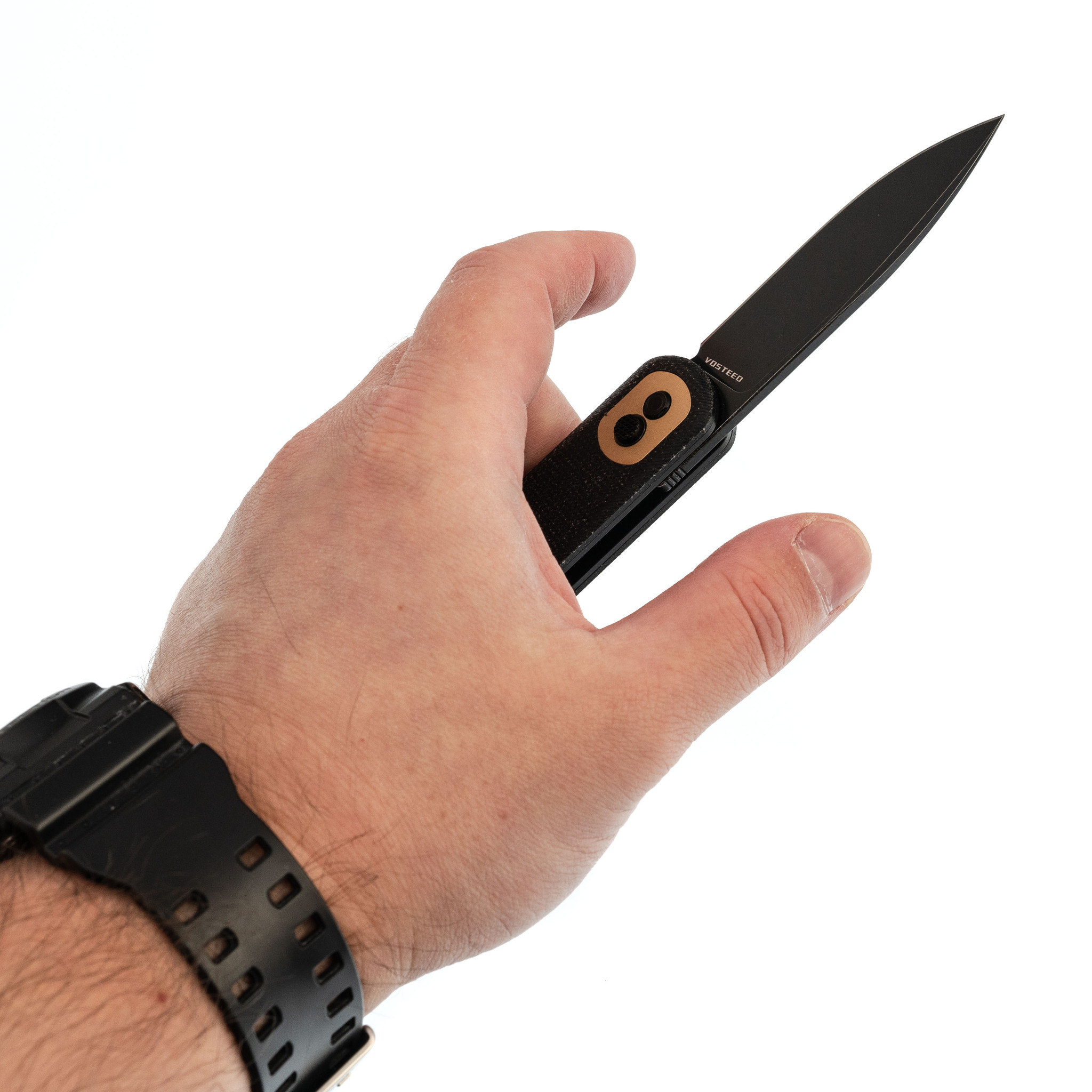 Складной нож Corgi Black Vosteed, сталь 14C28N, рукоять микарта, черный - фото 7
