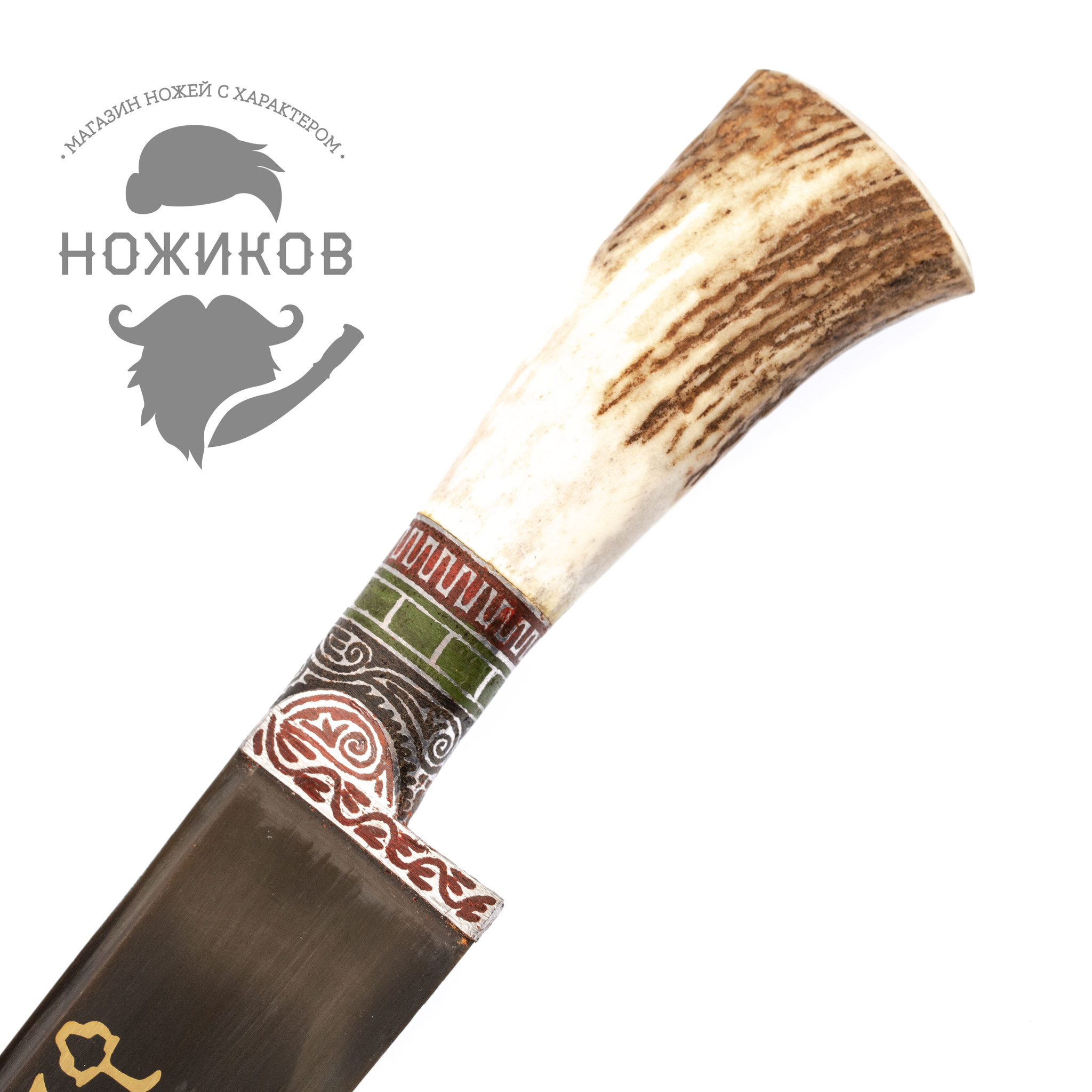 Узбекский Пчак большой Косуля, широкая рукоять, гарда олово гравировка - фото 2