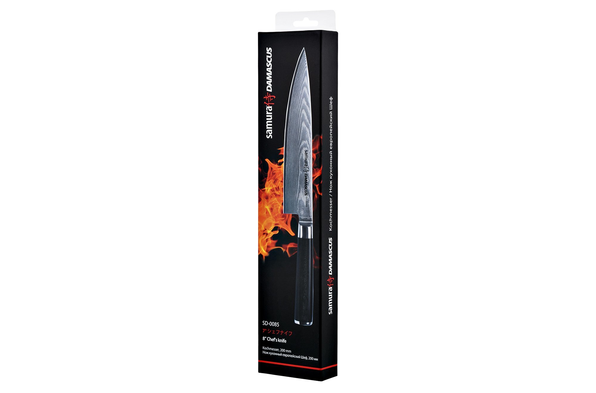 Нож кухонный Шеф Samura DAMASCUS - SD-0085, сталь V-Gold 10 и дамаск, рукоять стеклотекстолит G10, 200 мм - фото 3