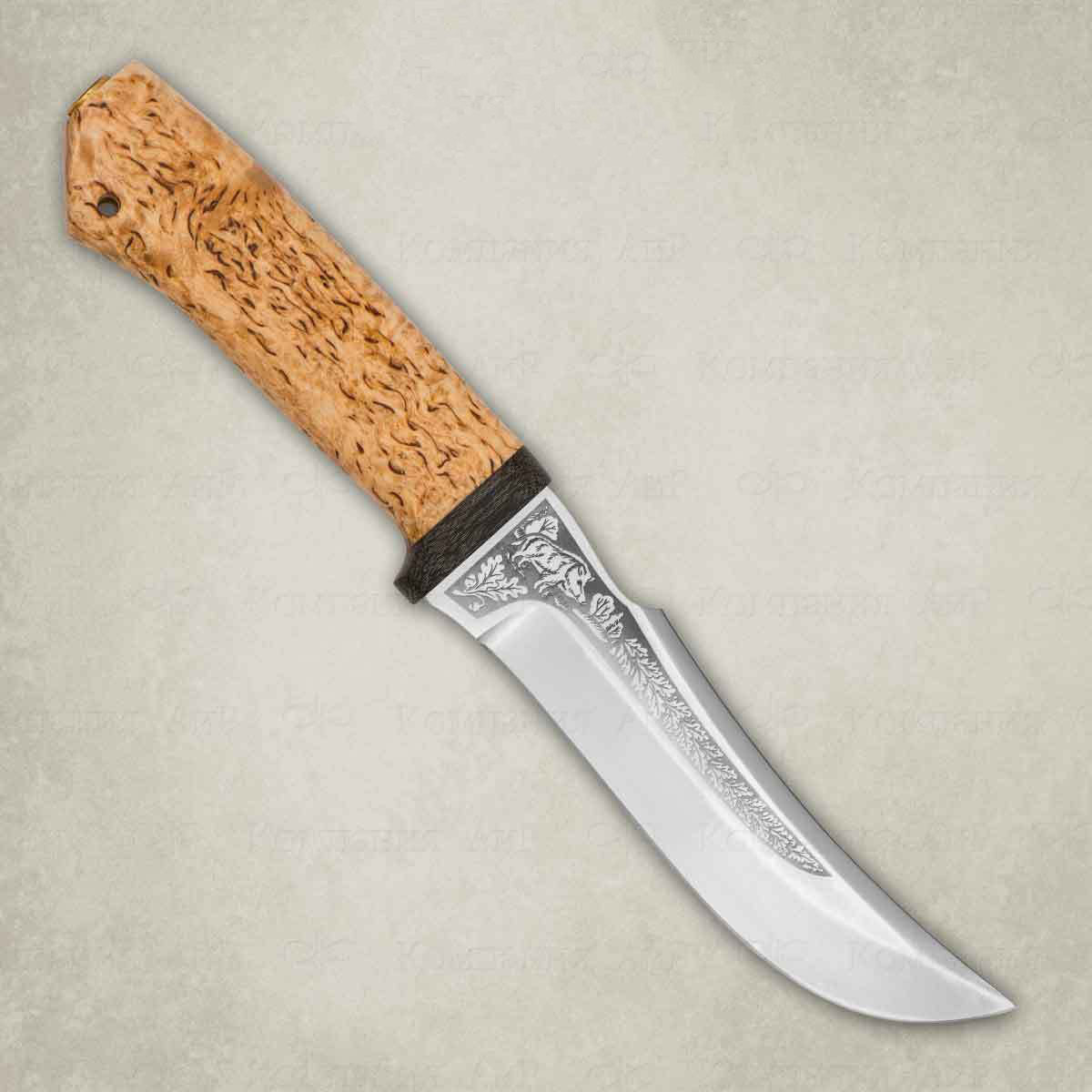 Нож Клык, карельская береза, 95х18