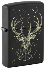 Фото Зажигалка ZIPPO Deer с покрытием Black Matte, латунь/сталь, черная, матовая