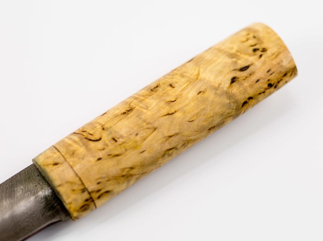 Нож якутский из дамаска, карельская береза - фото 3