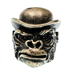 Фото Бусина для темляка Горилла в шляпе, мельхиор