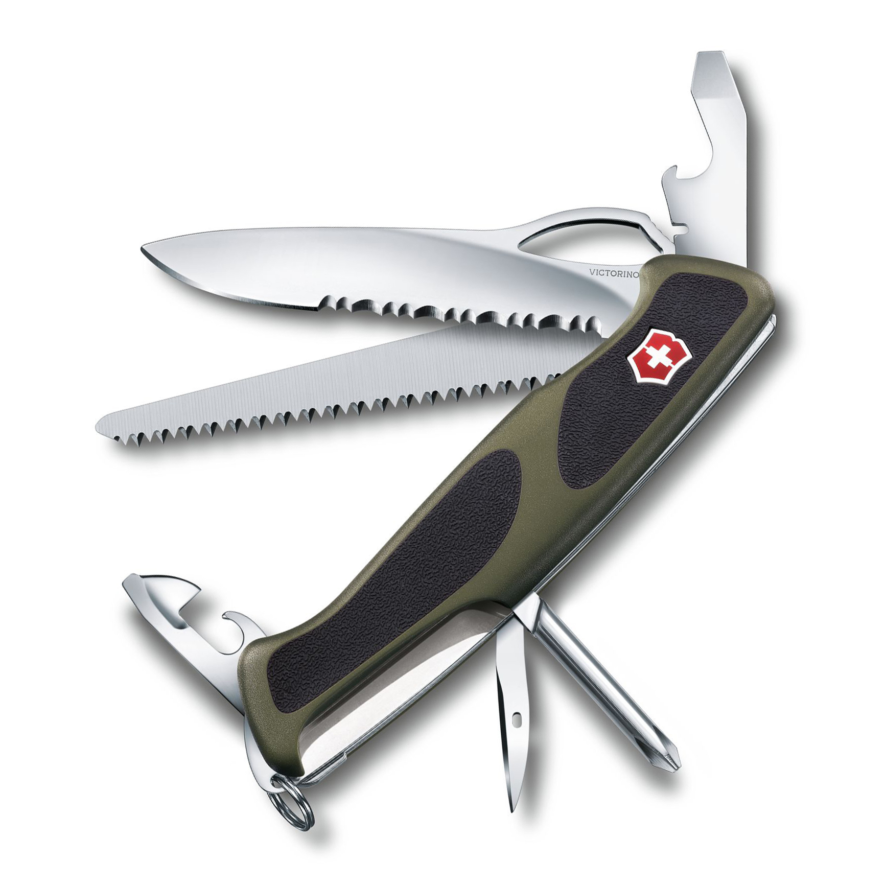 Нож перочинный Victorinox RangerGrip 178 0.9663.MWC4 130мм 12 функций чёрно-зеленый