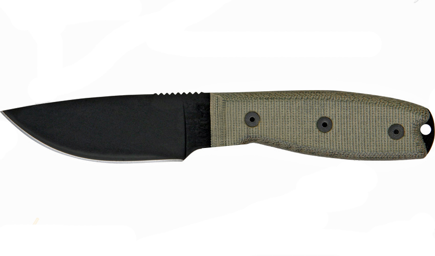 Нож с фиксированным клинком Ontario RAT-3, углеродистая сталь, рукоять микарта, green/black