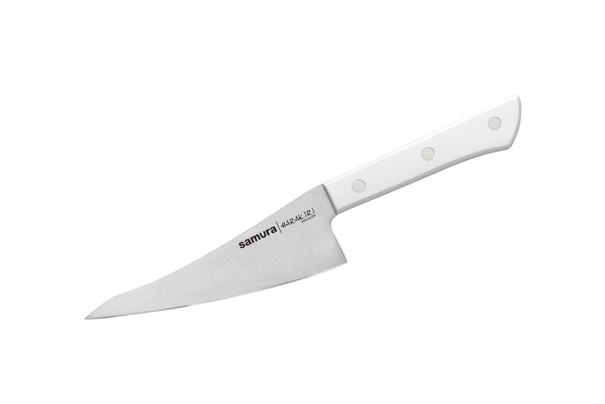 Кухонный нож универсальный Samura Harakiri 146 мм, сталь AUS-8, рукоять пластик, белый нож кухонный samura harakiri гранд шеф 240 мм коррозие стойкая сталь abs пластик