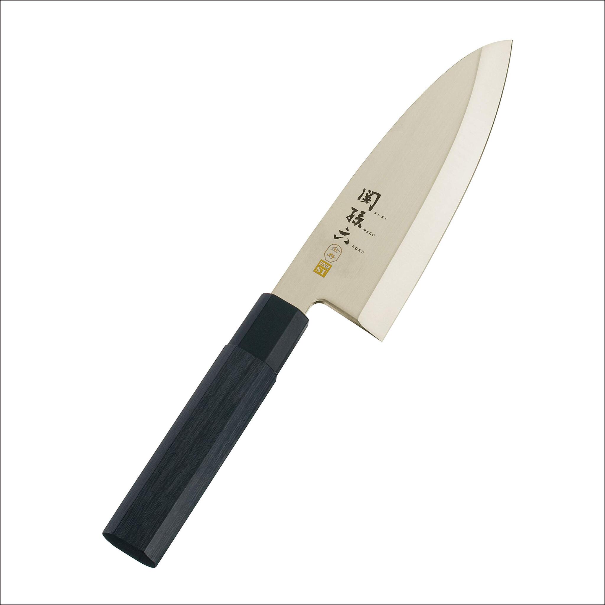 Кухонный нож Деба Seki Magoroku EdgeST 165 мм, нержавеющая сталь, черный