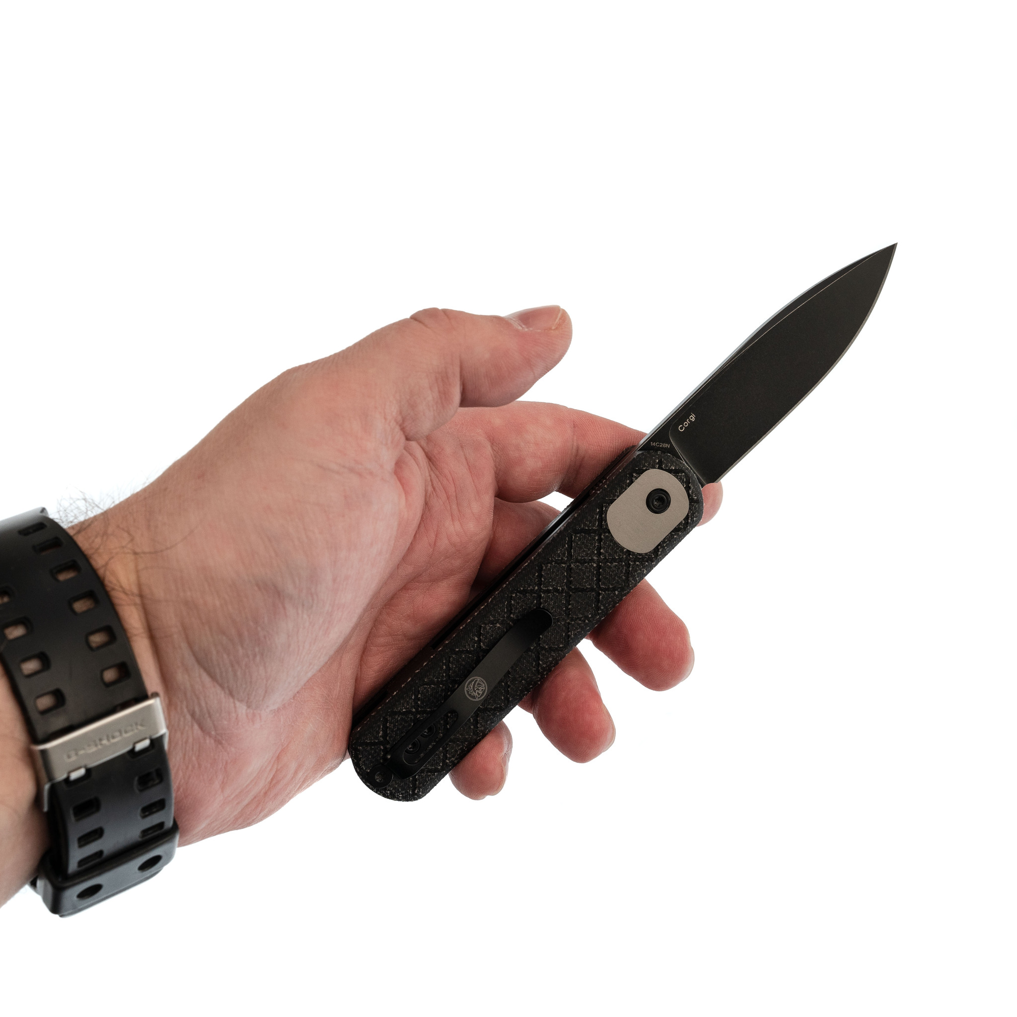 Складной нож Corgi Black Vosteed, сталь 14C28N, рукоять микарта - фото 6