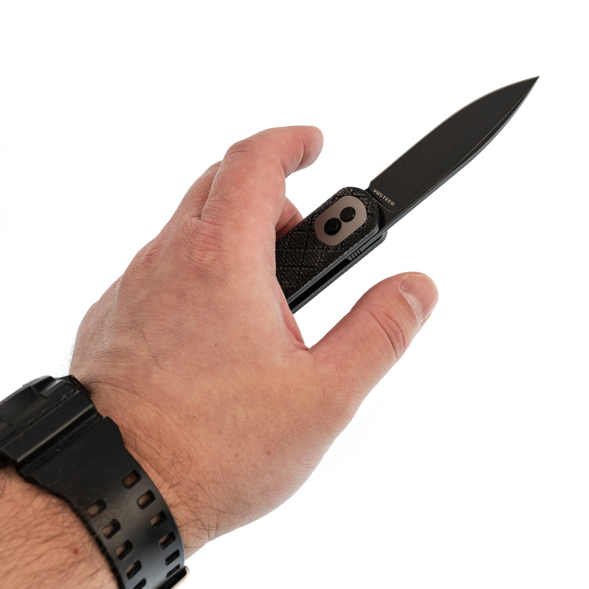 Складной нож Corgi Black Vosteed, сталь 14C28N, рукоять микарта - фото 7