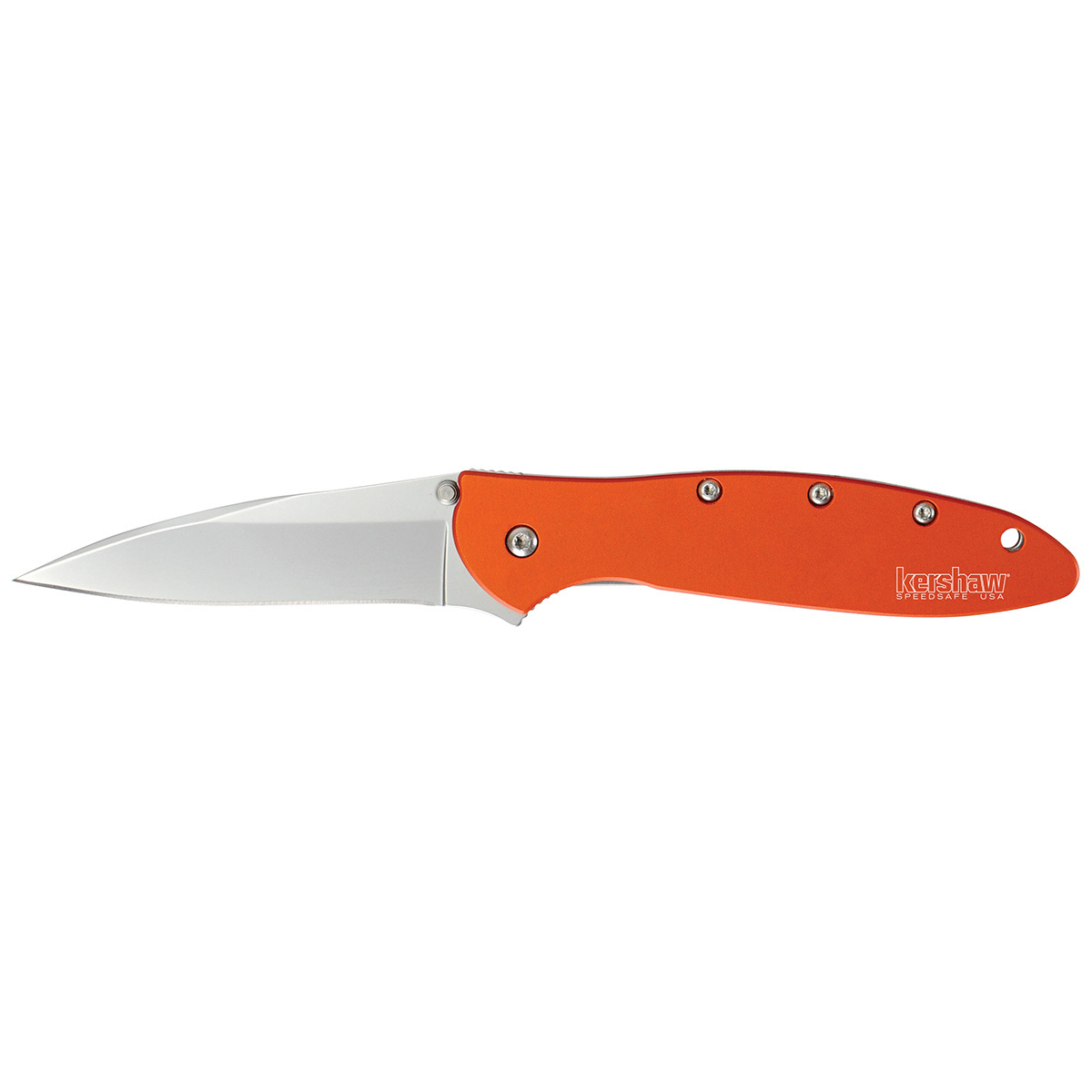 Полуавтоматический складной нож Kershaw Leek, сталь Sandvik™ 14C28N8N, рукоять анодированный алюминий, оранжевый