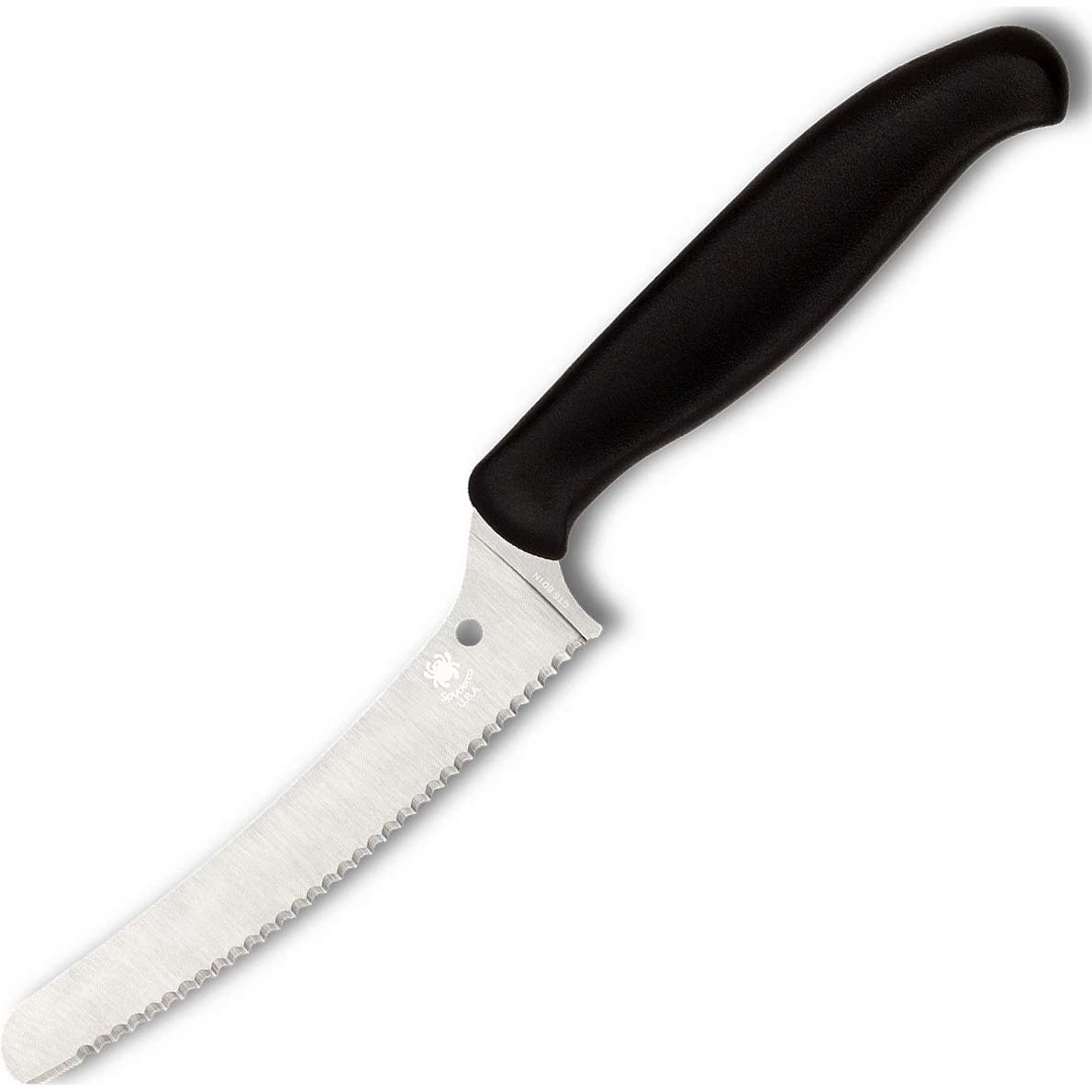 фото Универсальный кухонный нож spyderco z-cut serrated offset kitchen, сталь cts™ - bd1 alloy, рукоять черный полипропилен
