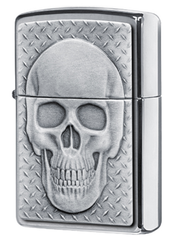 Фото Зажигалка ZIPPO Skull Design с покрытием Brushed Chrome, латунь/сталь, серебристая