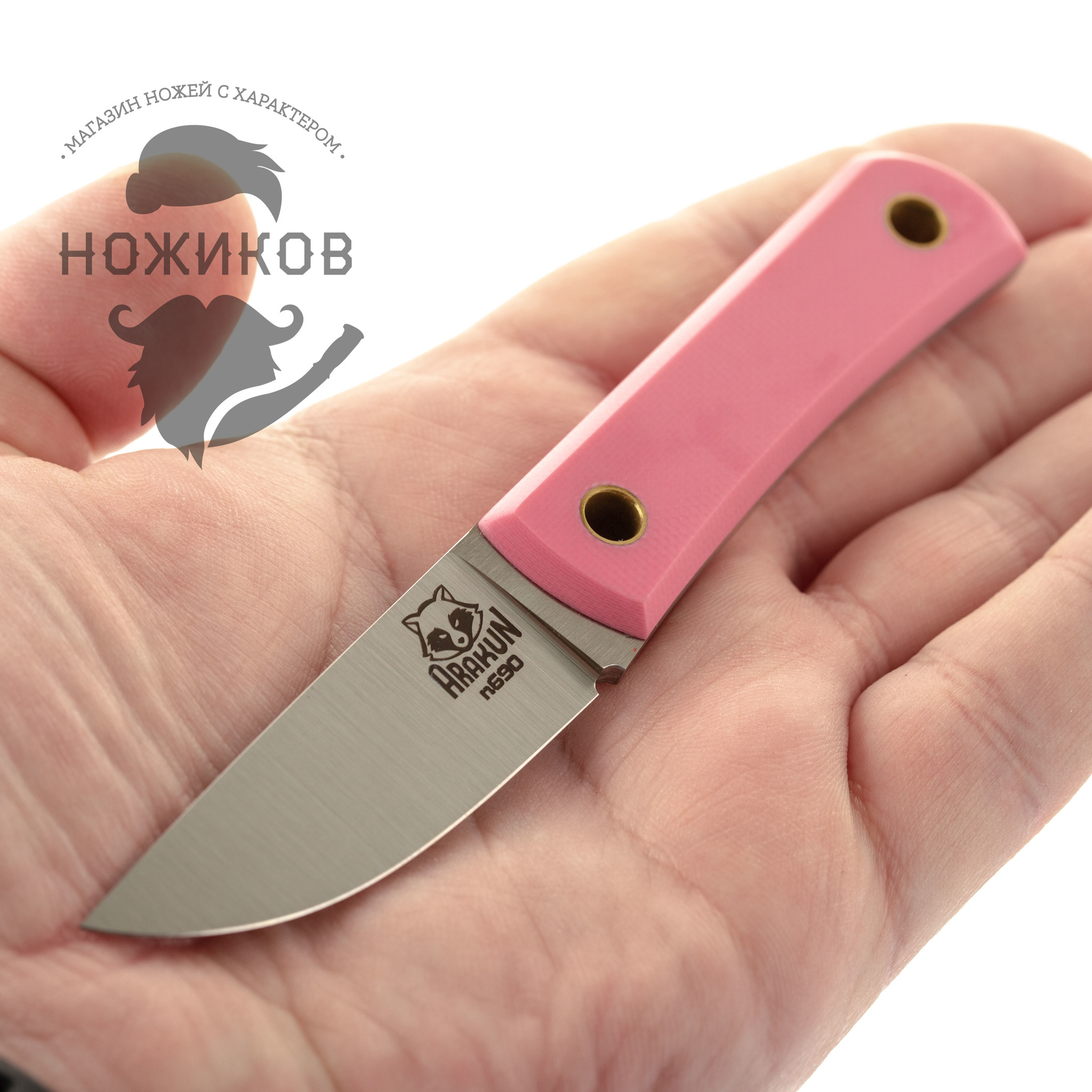 Нож Колибри, сталь N690, рукоять G10 розовая - фото 3