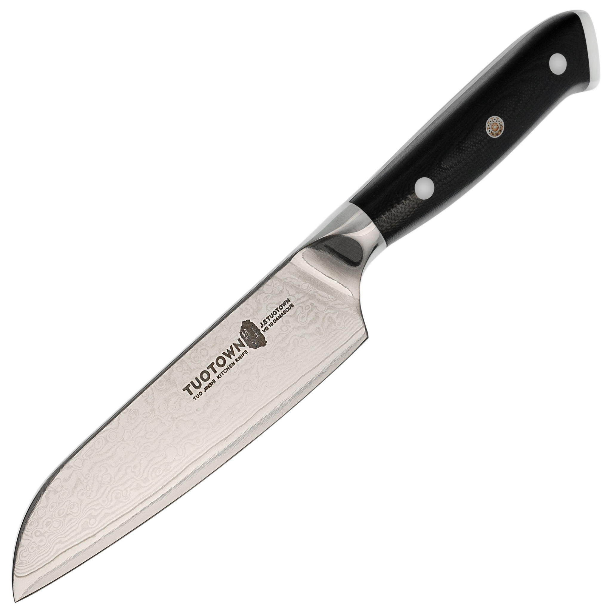

Кухонный нож сантоку Tuotown, сталь VG10, рукоять G10